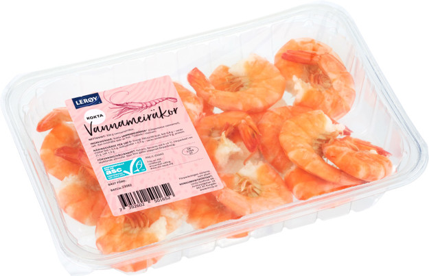 Vannameiräkor med skal kokta