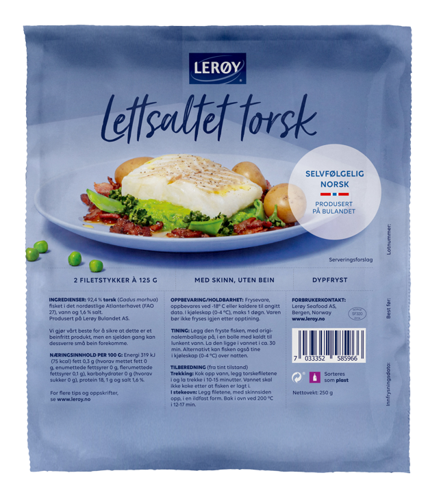 Lettsaltet torsk forpakning
